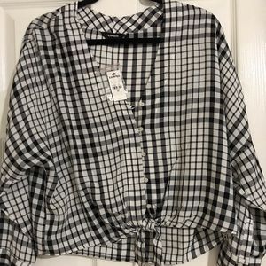 Express plaid crop blouse
